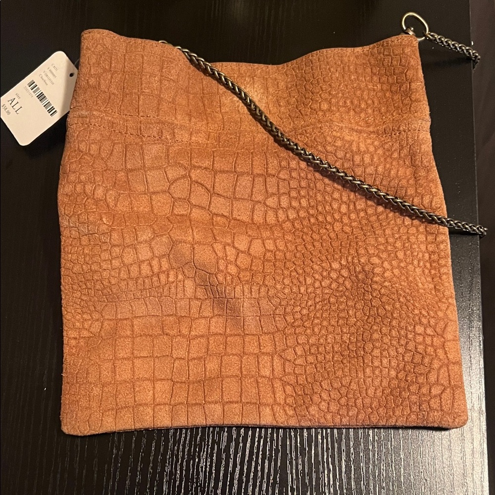 Free people Elegant Tan Croc-Embossed Shoulder Bag